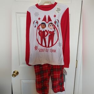 SOLDXMas Elf OnThe Shelf SZ LG 12/14 Unisex PJ Set Top Bottom & Socks NEW W/TAGS